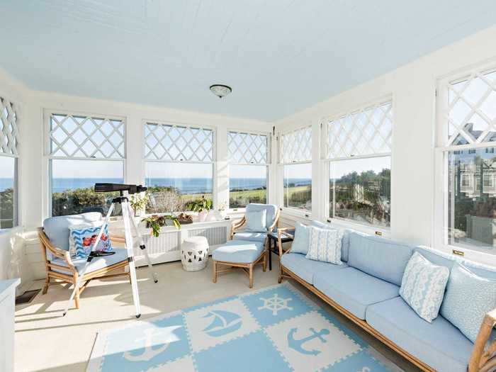 A blue, nautical theme is also appropriate for the beachfront property.