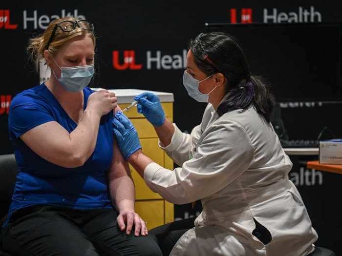 Five employees of the University of Louisville Hospital in Kentucky got the vaccine