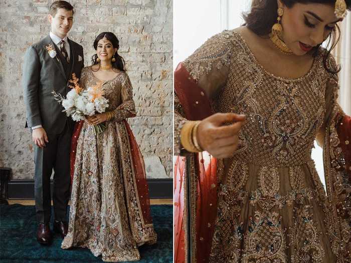 Some wedding dresses stood out with ornate embroidery.