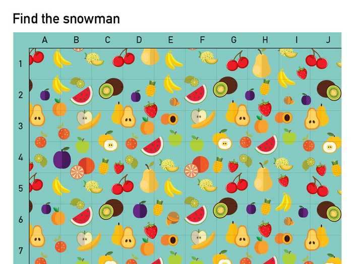 The snowman is on one of the yellow pears.