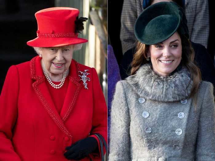 The Queen knows how to elevate an outfit by adding a hat. Middleton followed Her Majesty