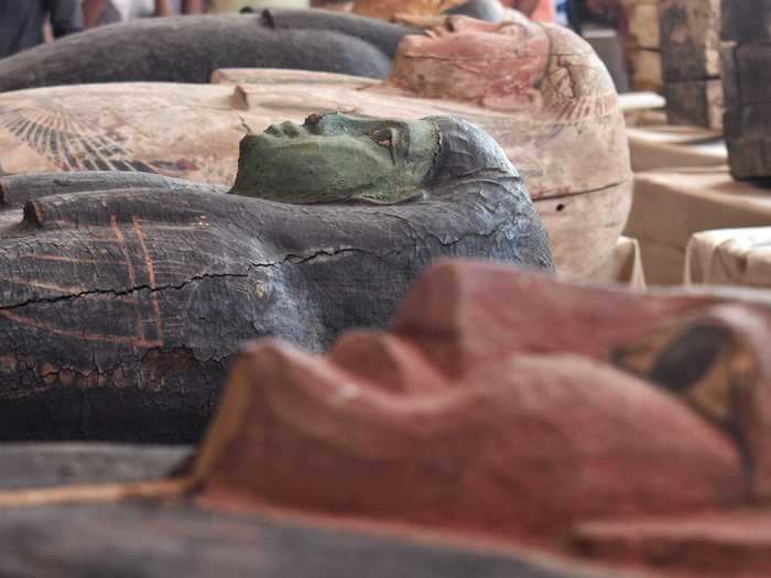 Egyptologists unearthed batch after batch of sarcophagi in an ancient city of the dead beneath Saqqara.