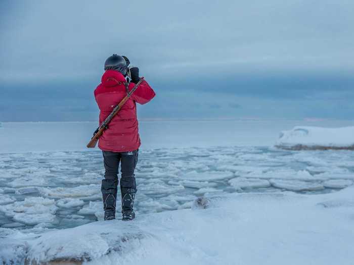 Because of the polar bears, residents usually carry firearms with them. "This is one of the few places in the world where it