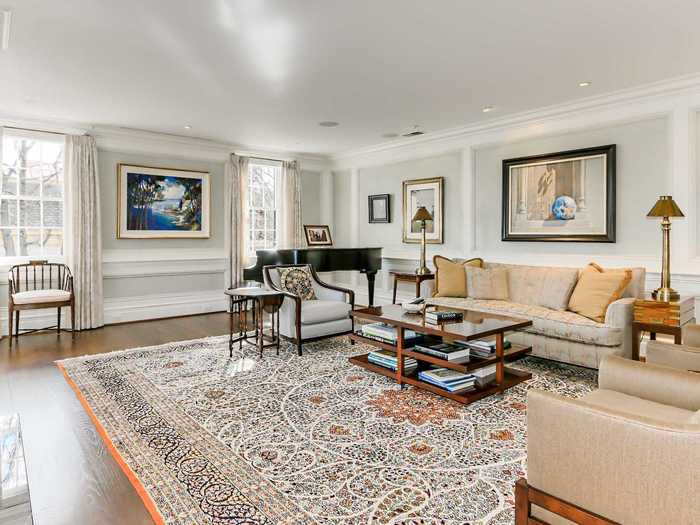 The spacious formal dining room also has a fireplace.