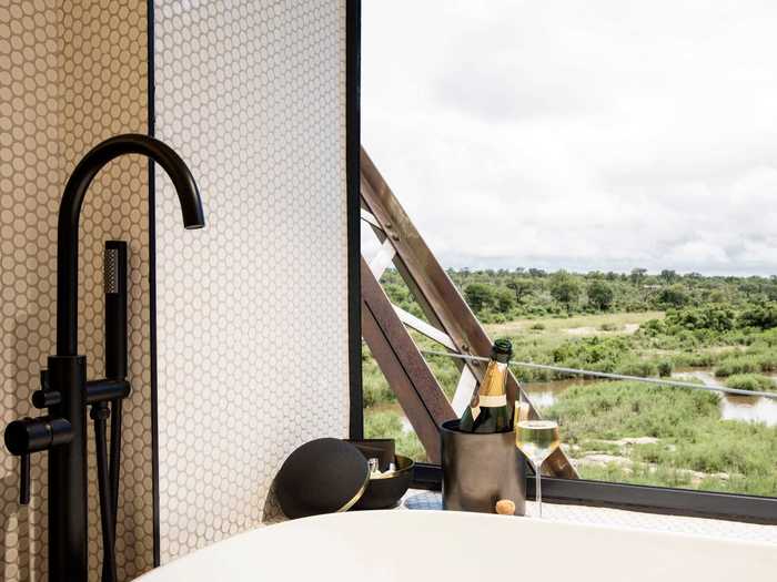 "Lying in the bath with a glass of wine and looking down at the river underneath while animals come to frolic in the water [...] is such an idyllic experience," hotel general manager Judiet Barnes told Insider.