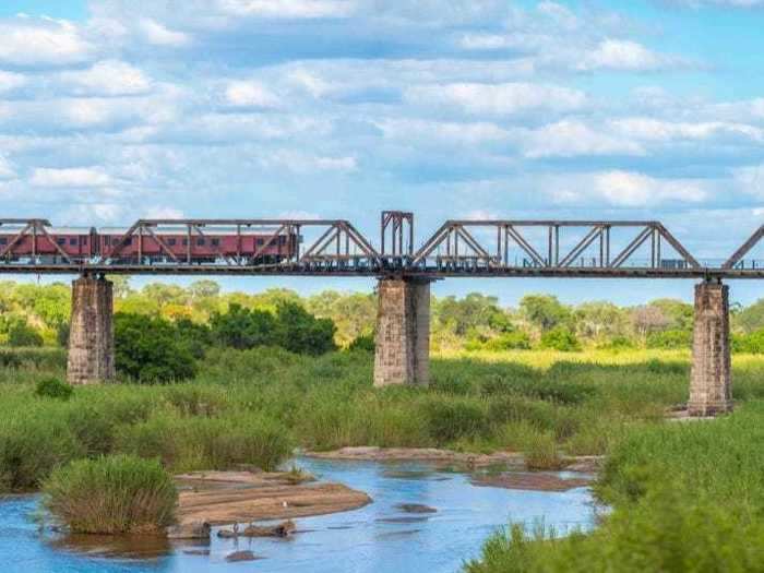 Called Kruger Shalati: Train on the Bridge, the hotel sits 50 feet above the Sabie River atop the historic Skukuza Bridge in Kruger