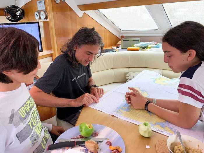 Together, the family is adjusting to yet another new normal on their sailboat.