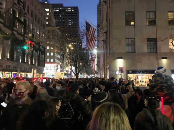 Once the sun set, Fifth Avenue and the area immediately outside of Saks became unbearable.