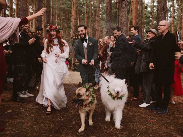 This happy couple was wed with their dogs by their side in Madrid, Spain.