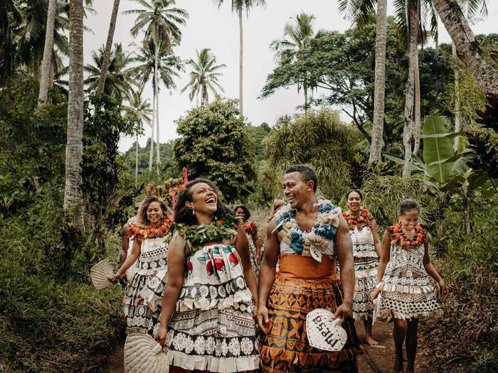 This couple incorporated indigenous traditions into their wedding in Vanua Levu, Fiji.
