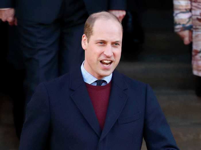 Prince William looked smart in a burgundy and navy winter look during a walkabout in Bradford in January 2020.