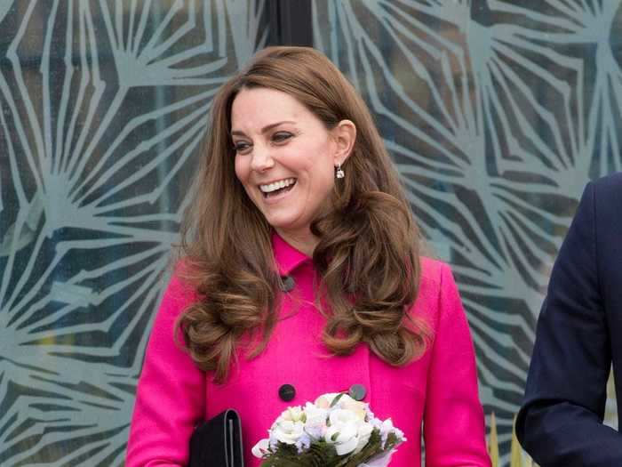 Kate Middleton wore a bright pink, yet elegant, Mulberry coat in March 2015.