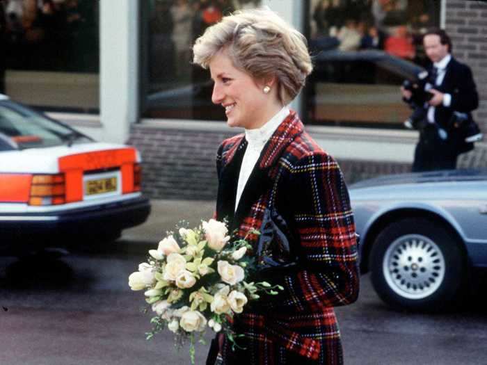 This tartan coat worn by Princess Diana in February 1990 wouldn