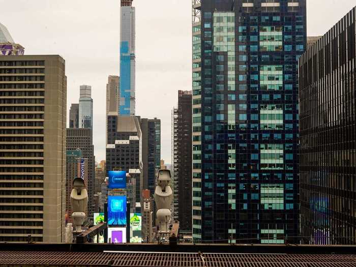 After exploring the headquarters, I headed to the rooftop to see the ball itself. The rooftop provided views of Times Square, too ...