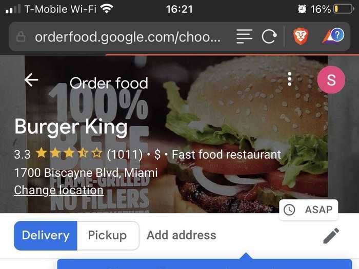 This will take you to a page where you can browse Burger King