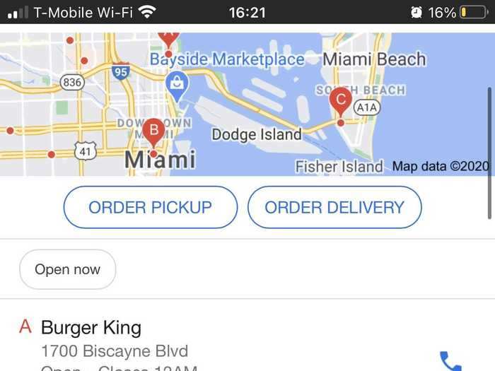 Open up Google Maps to find Burger King restaurants near you.