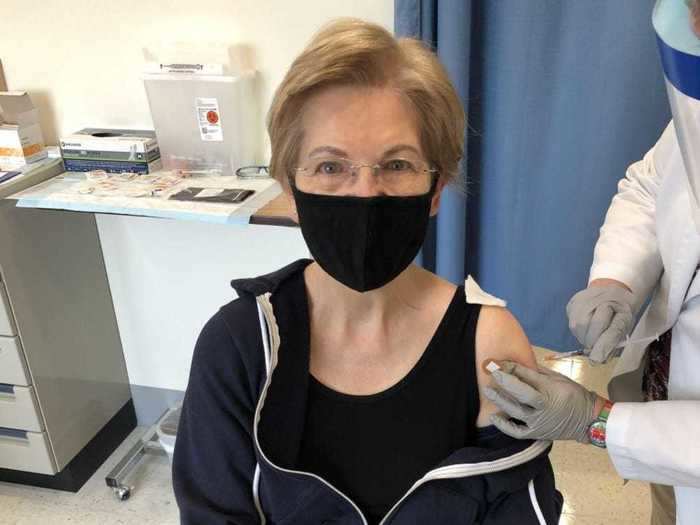 Massachusetts Sen. Elizabeth Warren, a Democrat, said she received the first shot on Saturday, adding "the vaccine is safe, effective, and will save lives."