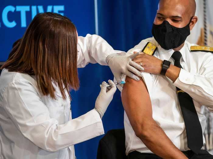 US Surgeon General Jerome Adams also received a vaccine during the live-streamed event Friday.