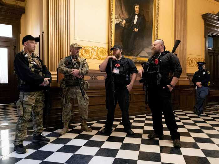 Some of the protesters were tied to a paramilitary militia group called the Wolverine Watchmen.