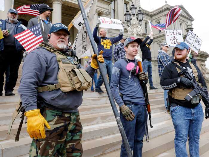 Paramilitary and far-right groups were also seen in Michigan earlier in the year when armed protesters from an anti-lockdown protest stormed the state