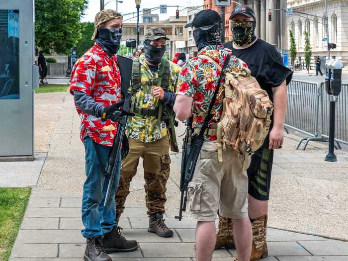 Other organizations that came to the forefront in 2020 include the Boogaloo Bois, a loosely organized far-right, anti-government group known for wearing trademark Hawaiian shirts and wielding rifles at various protests.