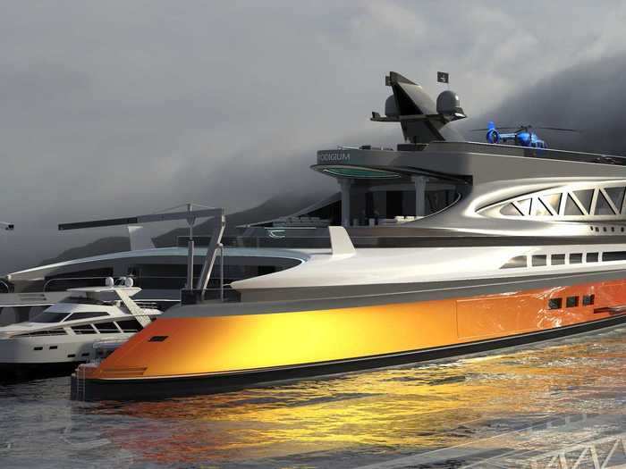 According to the studio, having a steel hull on the concept yacht gives the ship a lowered center of gravity, therefore improving its efficiency.