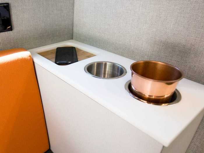 The tiny home on wheels also has a wireless charging area for smartphones.