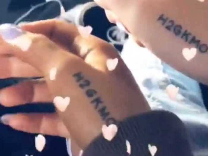 June 18: Grande and Davidson got tattoos in the same spot.