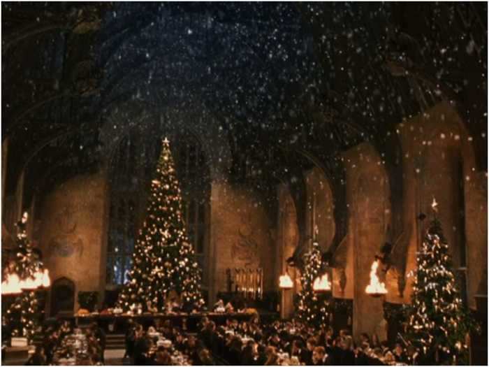 It snows in the great hall in "Chamber of Secrets"