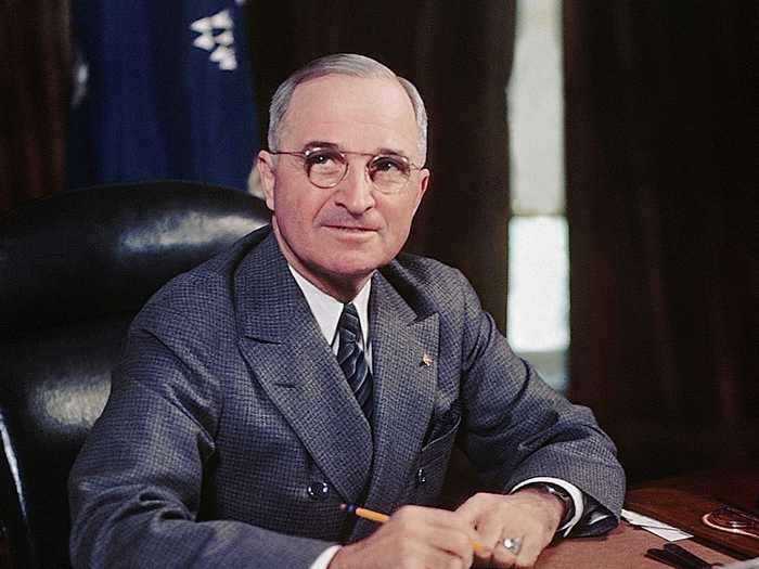 Franklin Delano Roosevelt died of a cerebral hemorrhage in 1945, making Harry S. Truman the new president.