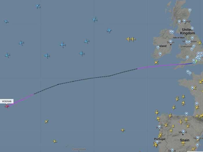 Some private jets found on Flightradar 24 were heading across the Atlantic as not all Western Hemisphere countries have restricted flights from the UK.