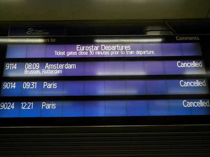 The next day, rail operator Eurostar - which connects the UK with mainland Europe via the famed Channel Tunnel - canceled its trains from London as France, the Netherlands, and Belgium closed its borders with Great Britain.