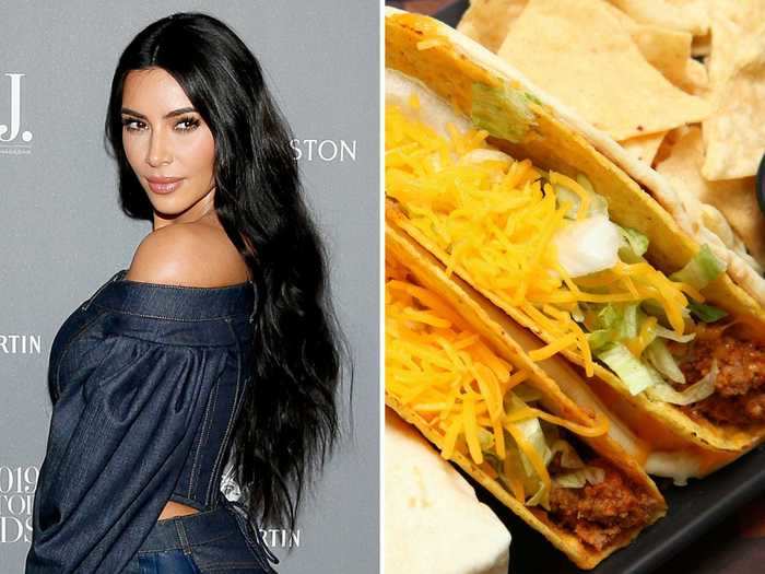 When stopping at Taco Bell, Kardashian-West opts for one soft and one hard beef taco.