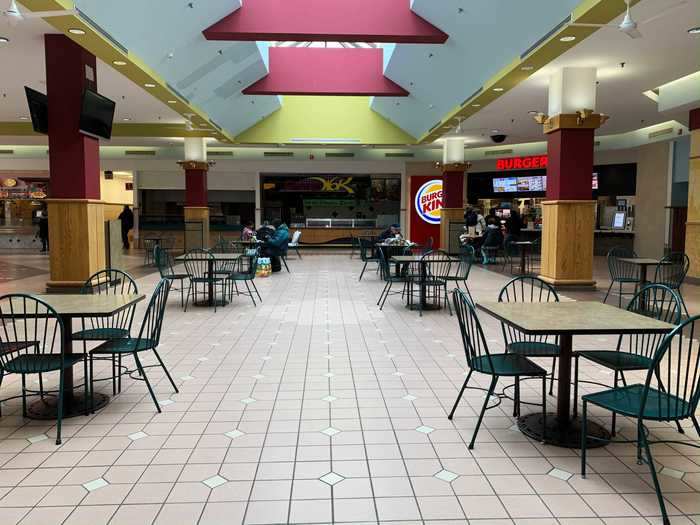 The food court was probably the area with the highest concentration of people, though it was still almost totally empty.