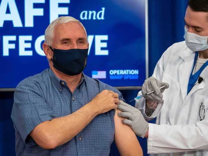 Vice President Mike Pence and second lady Karen Pence received their first dose of the vaccine during a White House live stream.