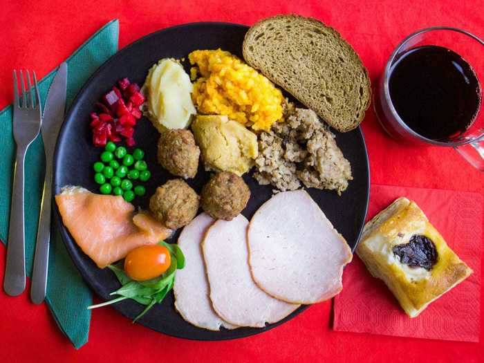 Joulupöytä is the Christmas spread in Finland that features ham, bread, fish, casseroles, vegetables ...