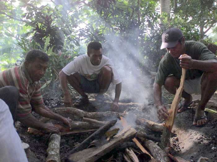 The pork is typically made in a "lovo" - an in-earth oven made with heavy stones.