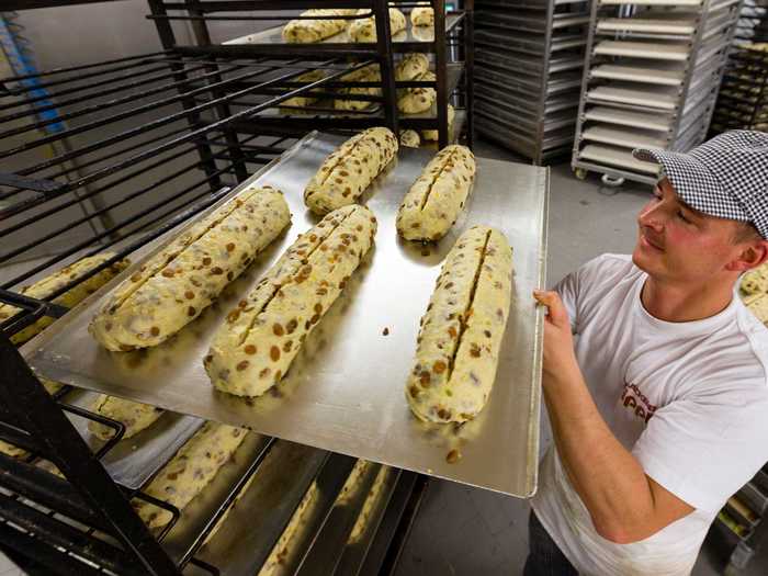 They might also snack on stollen cake - a bread made with dried fruits inside and powdered sugar on top.