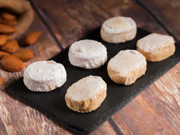 Polvorones, a type of shortbread cookie also known as "Mexican wedding cookies," are popular in southern Spain, Mexico, and other Spanish-speaking countries around Christmastime.