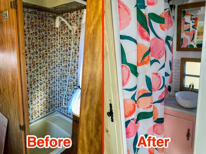 Heap and her father transformed the bathroom next, where they found more water damage.