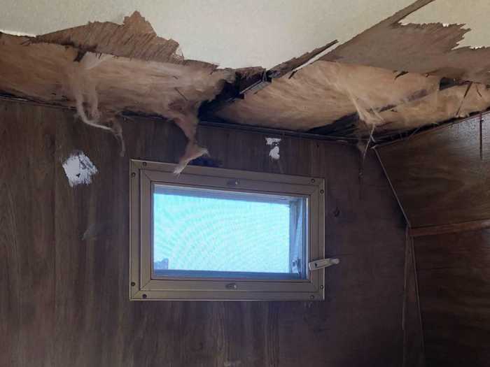 After sealing the roof, Heap was altering some shelving when she found water damage on the underside of the roof.