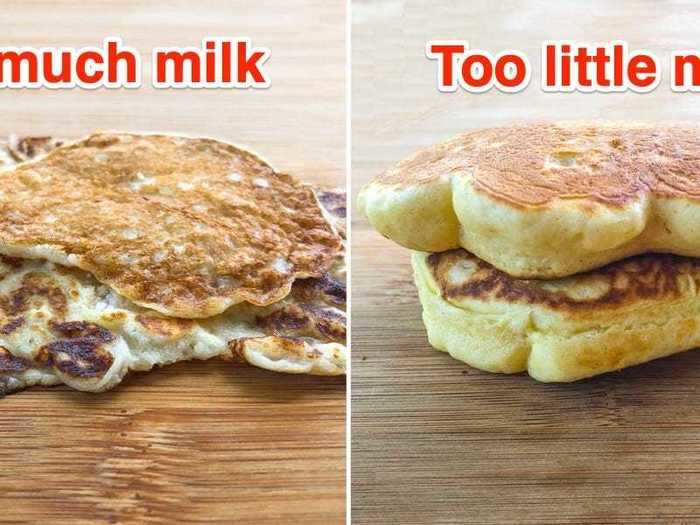 You can turn your pancakes into thick, fluffy pillows or thin almost-crepes by adjusting the. amount of milk you use.