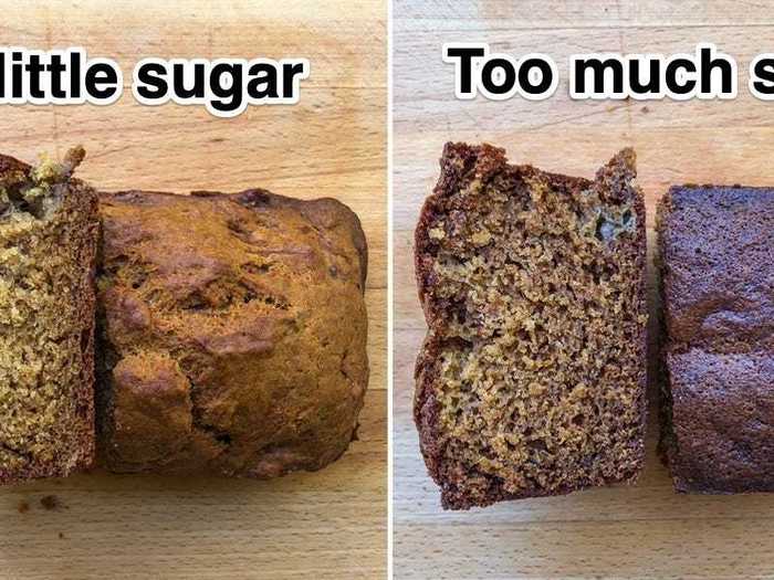 Sugar makes all the difference when it comes to how moist or dry a banana bread turns out.