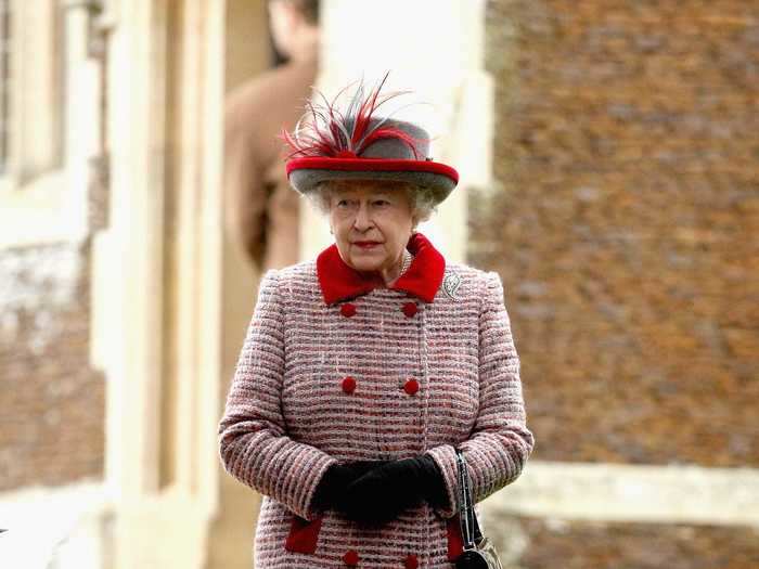 The Queen looked particularly merry in this red-accented coat in 2008.