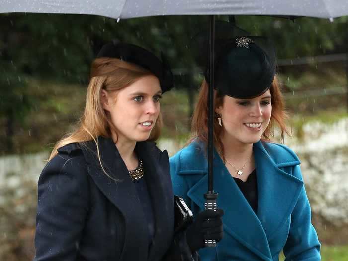 Princess Beatrice and Princess Eugenie looked chic while attending Christmas Day events in 2015.