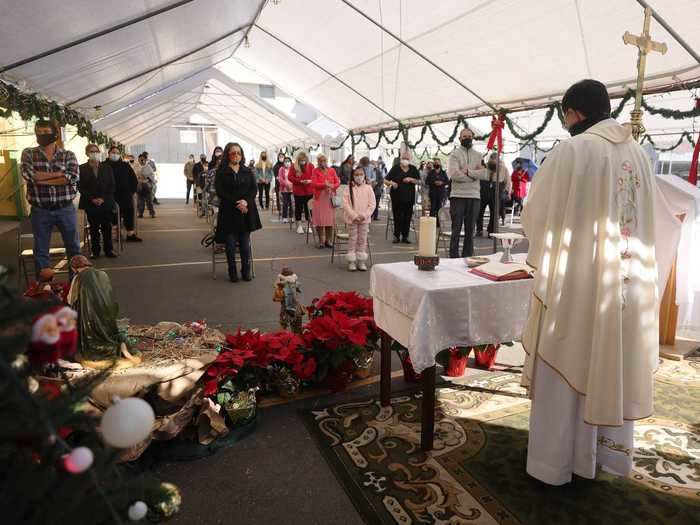 Some congregations celebrated the holiday in tents or other makeshift setups.
