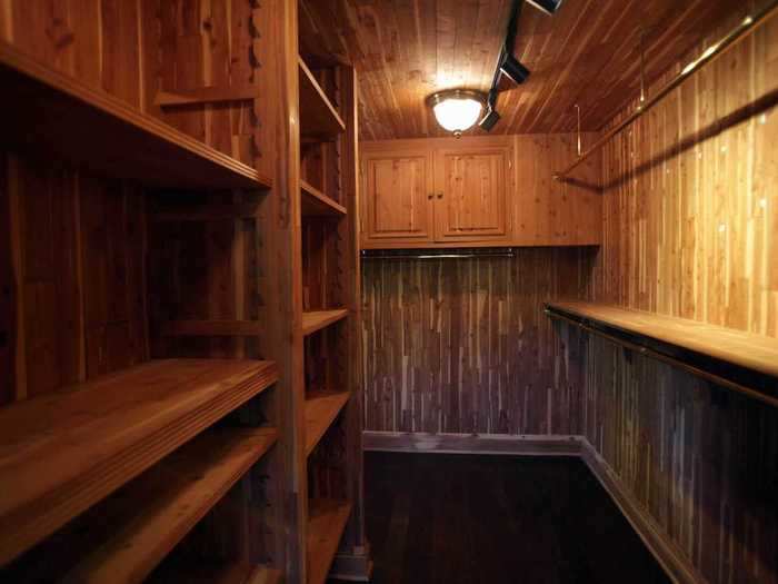 A massive walk-in closet connects you to the master bedroom and bathroom. Jackson stored valuables in a "secret room" hidden around the corner in his closet, according to the Associated Press.