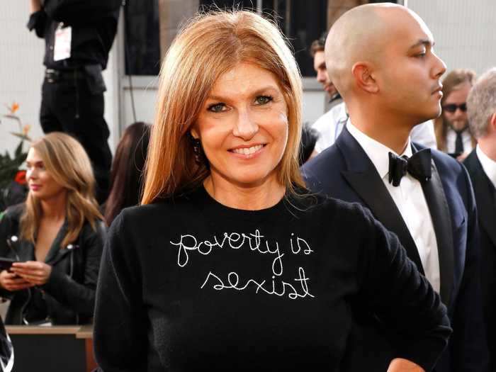 Connie Britton also made a statement at the 2018 Golden Globe Awards by wearing a black sweater embroidered with the phrase "poverty is sexist."