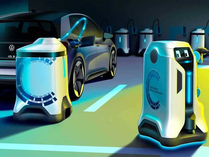 The bright-eyed robot charger is just one part of the Volkswagen Group Components