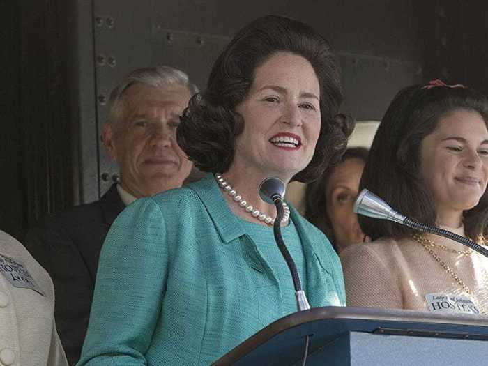 Melissa Leo put her own spin on Lady Bird Johnson in TV film "All the Way." Her look was a bit more subtle, but she did resemble the first lady quite a bit.